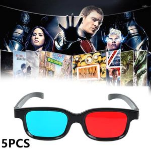 Outdoor Eyewear 5pcs Universal 3D -Plastikgläser / Oculos Red Blue Cyan Glass Anaglyphe Filmspiel DVD Vision / Kino Schwarzer Rahmen