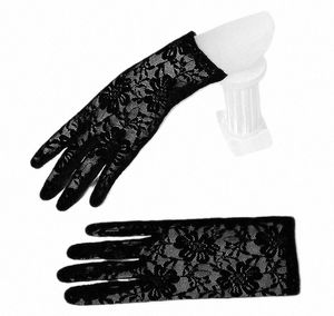 cheap Wrist Black Red White Ivory Short Lace Bridal Gloves Wedding Accories Party Lace Gloves in Stock J5ea#