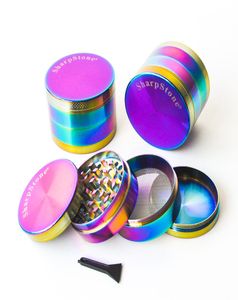 Rainbow Dazzle 4 Parts Herb Grinder Zinc Alloy Tobacco Grinder 40mm 50mm 55mm 63mm Metal Grinders Herb Magnetic Top Grinder 7725326