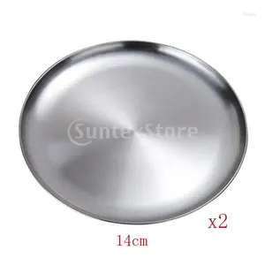 Plates 2 Pieces Stainless Steel Plate - Portable Dinnerware For Outdoor Camping | Hiking Picnic BBQ Beach