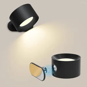 Wall Lamps 1pcs LED Sconce 360° Magnetic Ball Rotate Touch Control USB Rechargeable Cordless Mounted Lamp For Reading Bedside