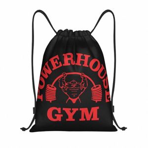 Red Powerhouse Gym Drawstring Ryggsäck Kvinnor Män sport Gym Sackpack Portable Fitn Building Muscle Shop påse Sack Z5ly#