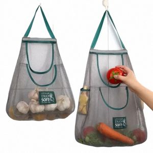 mesh Reusable Large Capacity Shop Bags Handbags Breathable Dustproof Hanging Kitchen Storage Bags Fruit Vegetable Organizer 46q8#