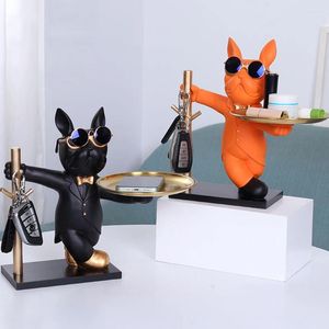 Decorative Figurines Dog Art With Pallet Resin Table Sculpture Entrance Crafts Candy Sundries Storage Tray For Coffee Shop Snack Holder