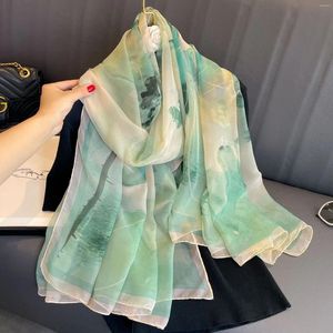 Schals Silk Beach Stoles Frauen Hijab Schal Luxus Sonnenschutzschalte Foulard Foulard Frauen großer Stirnband Bandana Echarpe