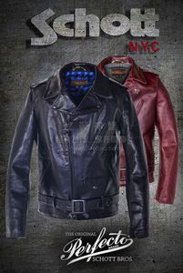 Mens jaquetas metal vinhos pretos Red Schott Cowhide Truck Leather Jackets