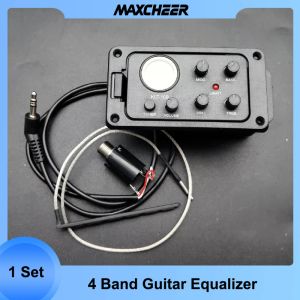 Pegs KLT10B 4 Band EQ Equalizer Piezo Pickup Acoustic Guitar Preamp Round Screen with Tuner Piezo Pickup for 36" 38" Travel Guitar