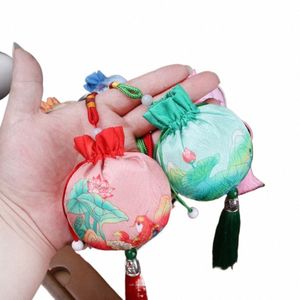 frog Fr Tassel Drawstring Bag Deer Bird Chinese Style Coin Purse Storage Bag Bedroom Decorati Canvas Ethnic Fr Handbag c498#