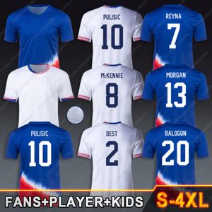 24 25 Fußball -Trikot -Pulisic Balogun McKennie 2024 Copa America Football -Shirt Morgan Ertz Reyna Dest Adams Weah 2025 Camisetas USA USMNT United States Men Kids Kit Kit