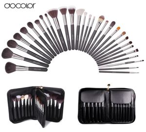 Docolor Make Up Brushes 29 PCS Brush de maquiagem Professional com estojo com capa de cerdas de natureza e escovas de maquiagem de cabelo sintético set2538029