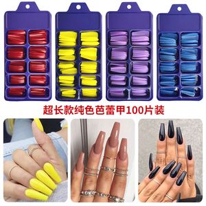 100pcs Candy Color Long Ballerina False Nail Tips Full Cover Matte Acrylic Fake Nails Tip DIY Beauty Manicure Extension Tools