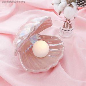 Lâmpadas Sombras Dream Dream Cerâmica Pérola Lâmpada de Pearl Bedroom Night Light Novel Lighting Fairy Shell Girl Home Decoration Light Light Q240416