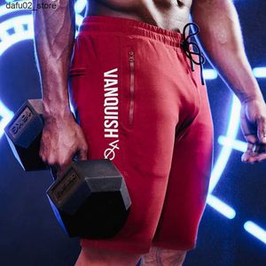 Shorts maschile da uomo in cotone magro Sporting Shorts Rosso streetwear rossi bodybuilding pantaloni corti pantaloni corti da jogger palestre sport pantaloncini q240416