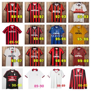 Jerseys de futebol retrô Ronaldinho Maldini Pato Seedorf Inzaghi Pirlo Kaka Gullit Milans Futebol Slaeves Longo 88 89 91 92 93 94 95 96 97 98 99 00 1999 2000