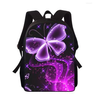 School Bags Butterfly Blue Painting Watercolor 16" 3D Kids Backpack Primary For Boys Girls Back Pack Students Book