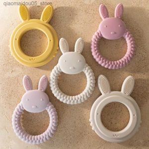 Soothers Teethers 1 bit av babytänder silikonsleksak utan bisfenol en tecknad kanininvårdständer gåva baby hälsa mullvad tugga nyfödda tillbehör leksak Q240416