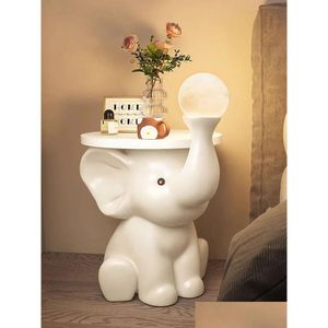 Dekorativa föremål Figurer Heminredning SCPTURE ELEPHANT STATY Sängbordet Small Light Storage Rack Room Creative Coffee Tables H DH8IL