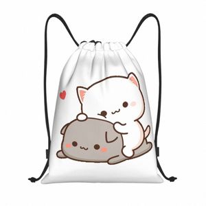 Pêssego personalizado e goma mochi gato se apaixona no amor para treinar mochilas de ioga homens homens esportes sackpack c4un#