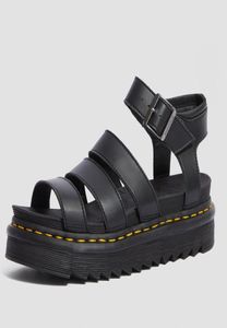 Luxury designer sandals women black summer causal shoes comfortable genuine leather buckle dr martin platform sandals size 35-406793469