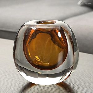 Vasen transparente Glasblume Vase Kristalltischdekoration erschwingliche Luxus -Arbeitsplatte Einfacher moderne Kunst kreative Licht Househ