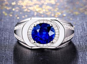 Sapphire gemstones blue crystal rings for men women zircon diamonds white gold silver color argent jewelry bijoux band gifts3210837