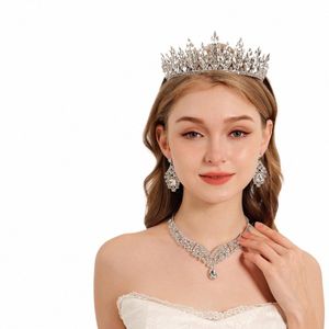 Barock Princ Bridal Crystal Crown Prom Party Utsökta Tiara Wedding Accory Jewelry for Women M1ej#