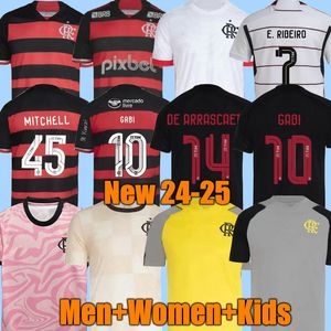 Jerseys de futebol de Flamengo 24/25 2024 2025 Camisas de futebol Homens Define Kit Kit Mulheres Camisa de Futebol Longo Gabi Pedro Diego Gerson Lorran Pulgar Homens Mulheres Crianças Crianças Crianças