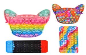 Tie Dye Rainbow Cartoon Poo-It Board Game Toy Toys Toys Bull Terrier Mobile Phone Gamepad Shape Bubble за головоломку