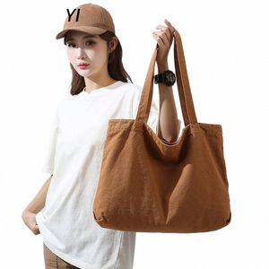 Canvas -Ladenbeutel für Frauen Laptop -Taschen große Kapazität Öko -Handtasche wiederverwendbares Harajuku Kausalkochbeutel falten Schulter N1KY#