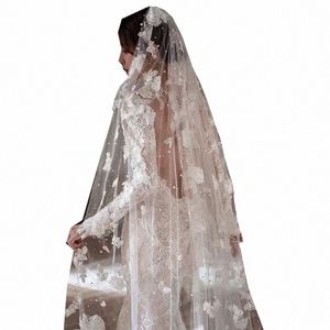 elegant Applique Fr Bridal Veils Beaded One-Layer Pearls with Comb Bridal 1T Wedding Veil D2l0#