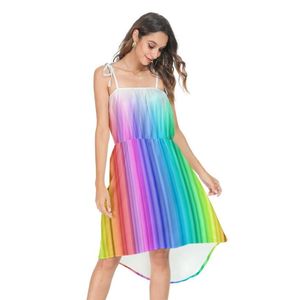 Vestidos de maternidade jovem 2021 verão arco -íris tiedye gradiente europeu e americano mulheres039s chiffon sling plus size vestido4442595