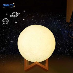 Lampor nyanser Led Moon Night Light Creative Bedside Light Atmospher Light Childrens Sleep Light Support Diy Self Drawn Custom Gift Q240416