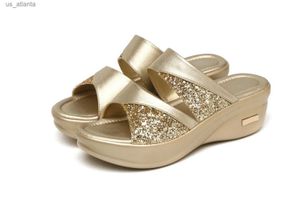 Slippers Sandals Женщина летние золото открытые пальцы для сандаловых туфель