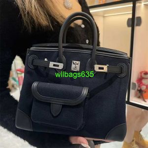 Ladung Totes Bk Tuch Handtasche mittleren Mutter Tasche Fracht25 Platinbeutel Echte Leder -Leinwand Handtasche große Kapazität Damen kleiner Tasche ein Shoul haben Logo Hbjc4r