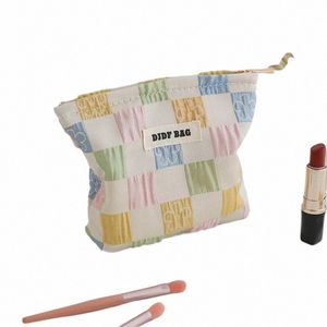 borsa cosmetica da donna piccolo colore a scacchi a scacchi per rossetti per rossetto per le cuffie portatili per la borsa per pendolare per pendolare in stile 97um#