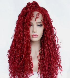 Red Hair Cabelo Cabelo Cabelo Curado Renda Frontente peruca de Gluless Hair Wigs Lace para fibra de fibra resistente ao calor American African Resistente ao calor