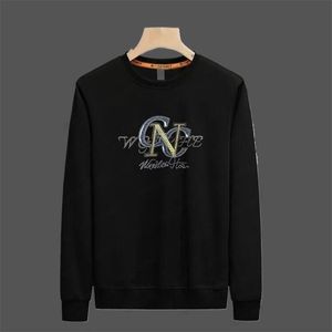 New 2024 Fashion High Quality Men's Long sleeved Sweater with Fleece and Hot Rolled Diamonds Letter European Goods Men's Top Slim Fit Outer Sweatshirt Size M-4XL