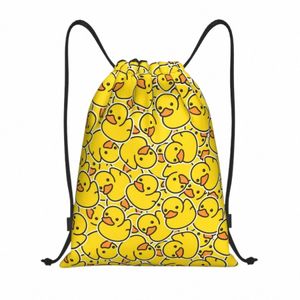 custom Duck Carto Pattern Drawstring Bags Men Women Lightweight Sports Gym Storage Backpack E3XF#