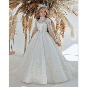 Girl di fiori in pizzo inchina per bambini prima comunione principessa tulle abito da matrimonio da ballo abito da matrimonio 2-14 anni bc14774