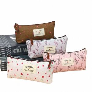 cute Cosmetic Bag Floral Fr Canvas Zipper Pencil Cases Lovely Fabric Fr Tree Pen Bags School Supplies Free Ship 18VA#