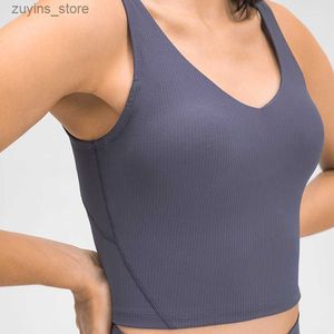 Kadın Tankları Camis Lu-02 U Back Sports BRA Bayan Tankları Seksi Koşu Fitness Tank Tops Stripe Spor Kıyafetleri Kadın Yumuşak Yumuşak Yüksek Elastik İplik Yelek İnce Gömlek L49