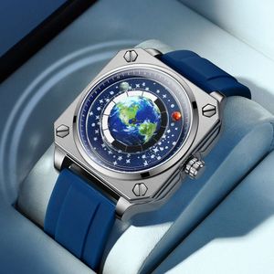 Binbang 2023 New Men's Watch Creative Big Dial Moon Earth Starry Sky True Belt Stone Foreign Trade