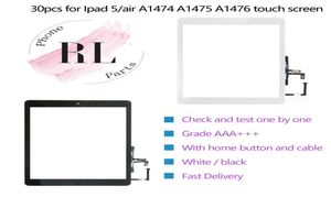 30pcs For iPad 5 ipad air A1474 Touch Digitizer Screen Assembly with Home Button Flex Cable Ribblin and Adhesive sticker Replaceme3038544