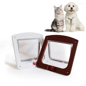 Cat Carriers Pets Gate 4 Way Lockable Dog Kitten Puppy Door No-Toxic Security Flap For Small Dogs Accessories Pet Supplies