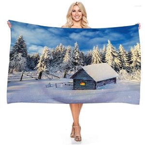 Asciugamano foresta invernale neve scenario naturale spiaggia stampato bellissimi asciugamani da bagno paesaggistica per bambini adulti esterni coperta portatile