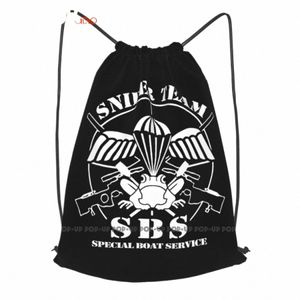 sbs Special Boat Service Uk British Army Sas Special Forces Sniper Drawstring Backpack New Style Sports Bag 01Zc#