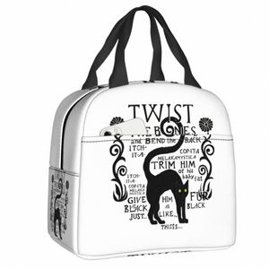 Wichita Copita Stave Black Cat Cit Citat Lunch Bag Cooler Thermal Isolated Lunch Box For Women Kids School Food Picnic Tote Påsar Z02D#