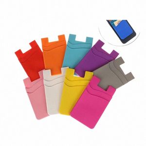 adesivo adesivo phe cover posteriore carta identifica del portafoglio tasca a doppio strato silice mobile pHe tascabile tascabile tasca portata custodia L3ty##