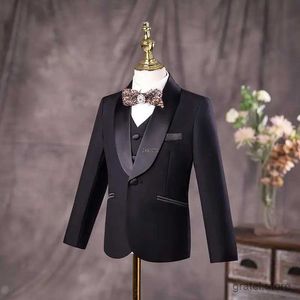 정장 Boys Black 007 Wedding Suit Kids 형식 Jakcet 조끼 바지 3pcs 사진 드레스 어린이 저녁 무도회 블레이저 공연 의상