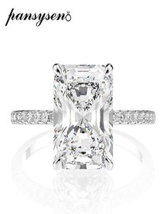 Pansysen Real 925 Sterling Silver Emerald Cut criou Moissanite Diamond Wedding Rings for Women Luxury Proposit Ring C5589374
